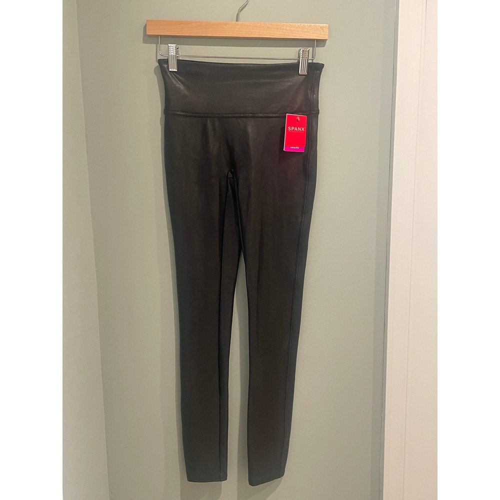 SPANX Faux Leather Leggings Black Size S/P Shaping Slim Fit‎ High Waist